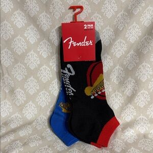 Fender Men's Black and Red Guitar Socks - 2 Pack